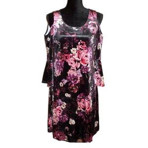 Spenser Jeremy Cold Shoulder Floral Velvet Stretch Dress - Women’s 10 - NWT